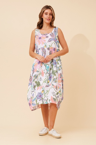 VERONA GARDEN PRINT LINEN DRESS