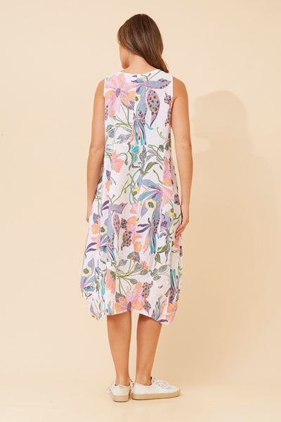VERONA GARDEN PRINT LINEN DRESS