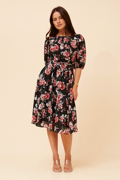 VI FLORAL MIDI DRESS