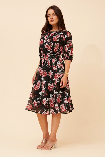 VI FLORAL MIDI DRESS