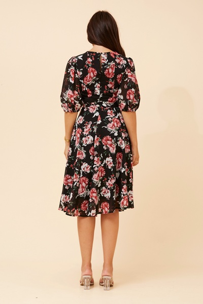 VI FLORAL MIDI DRESS