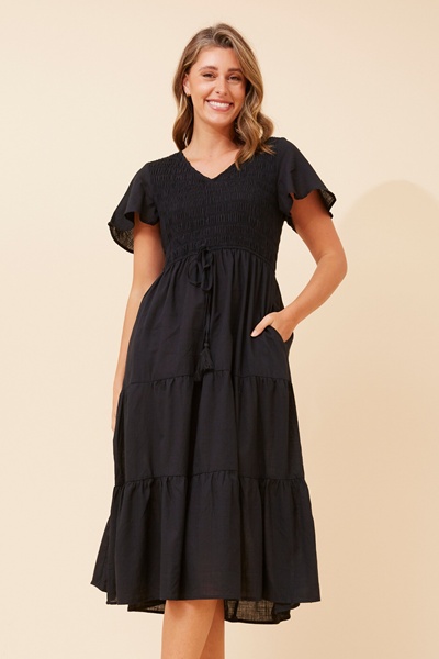 VIANNEY TIERED MIDI DRESS