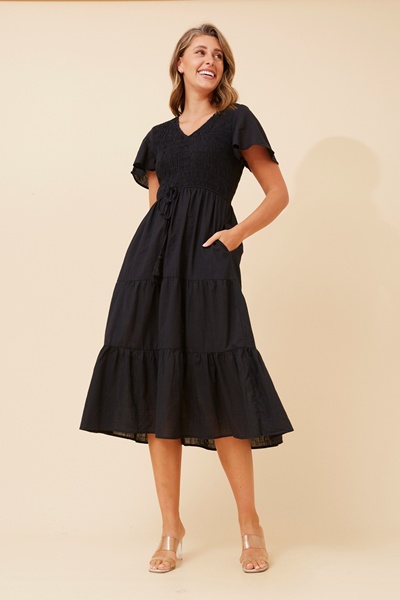 VIANNEY TIERED MIDI DRESS