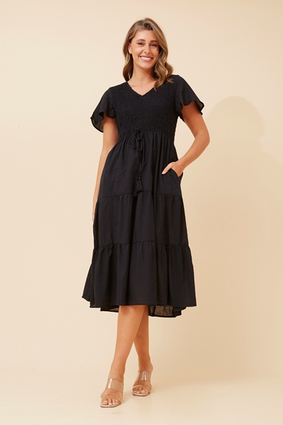 VIANNEY TIERED MIDI DRESS