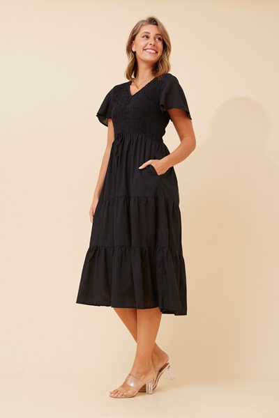 VIANNEY TIERED MIDI DRESS