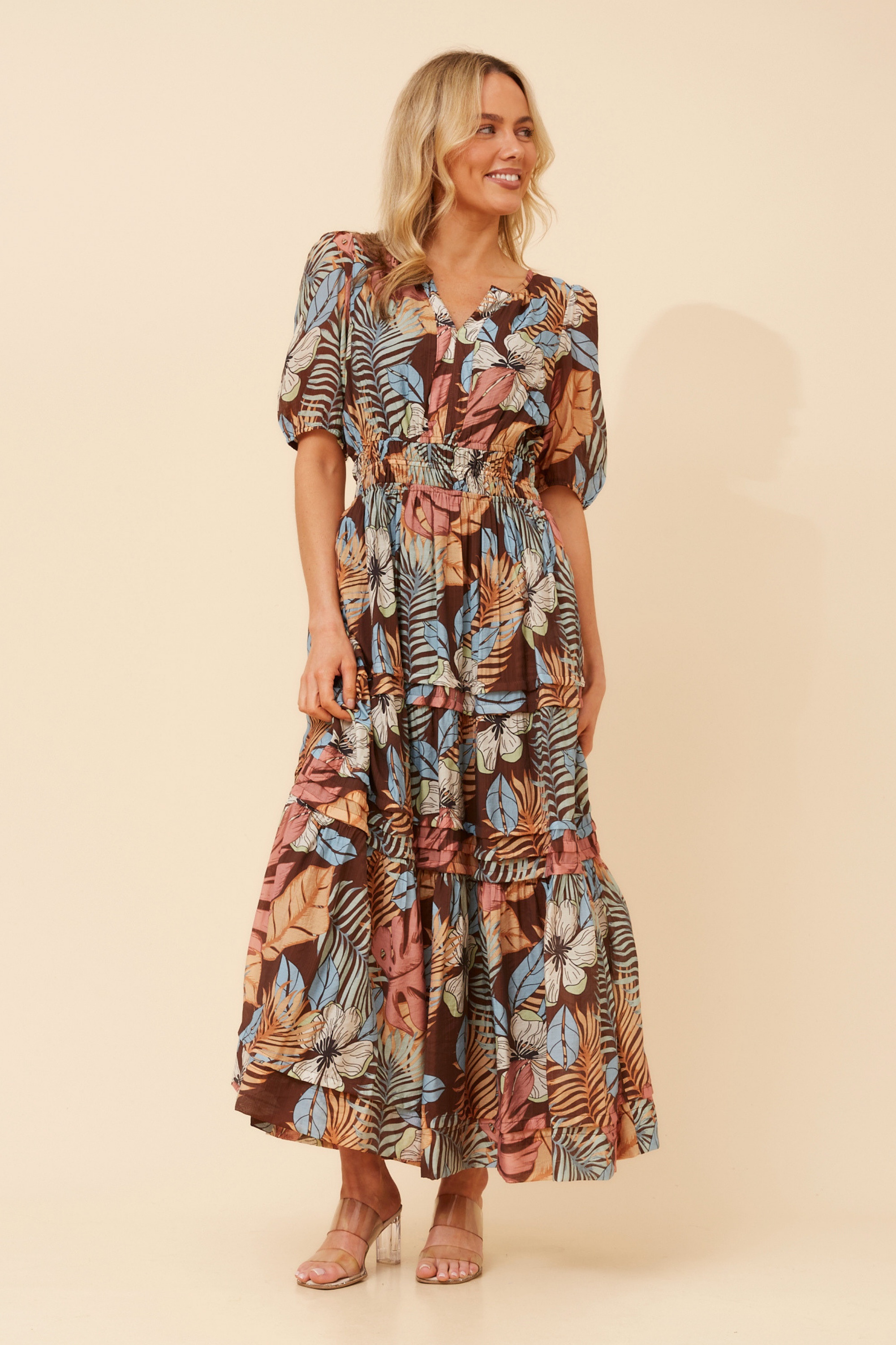 VIENNE TROPICAL PRINT MAXI DRESS