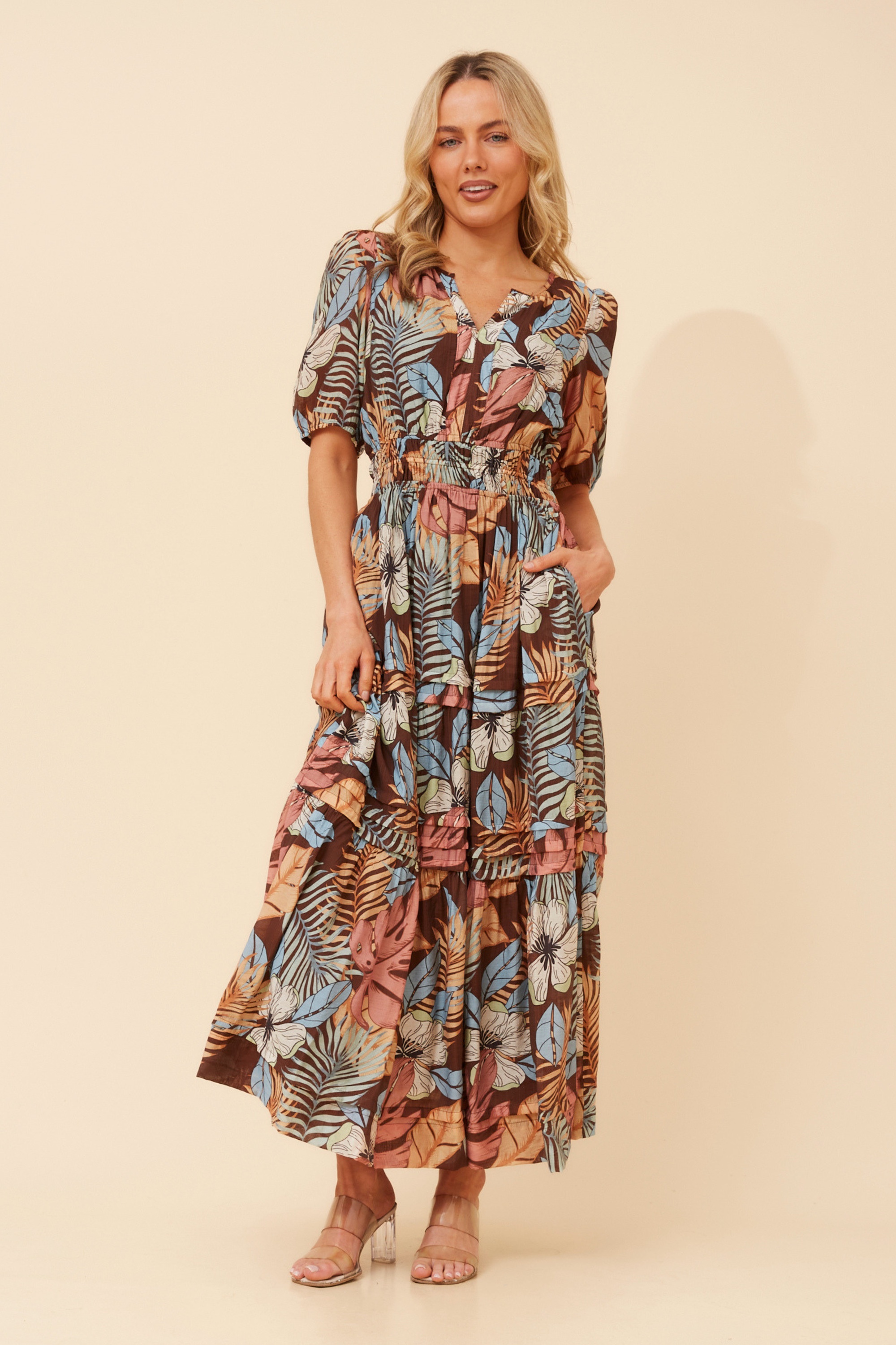 VIENNE TROPICAL PRINT MAXI DRESS