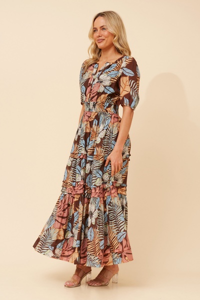VIENNE TROPICAL PRINT MAXI DRESS
