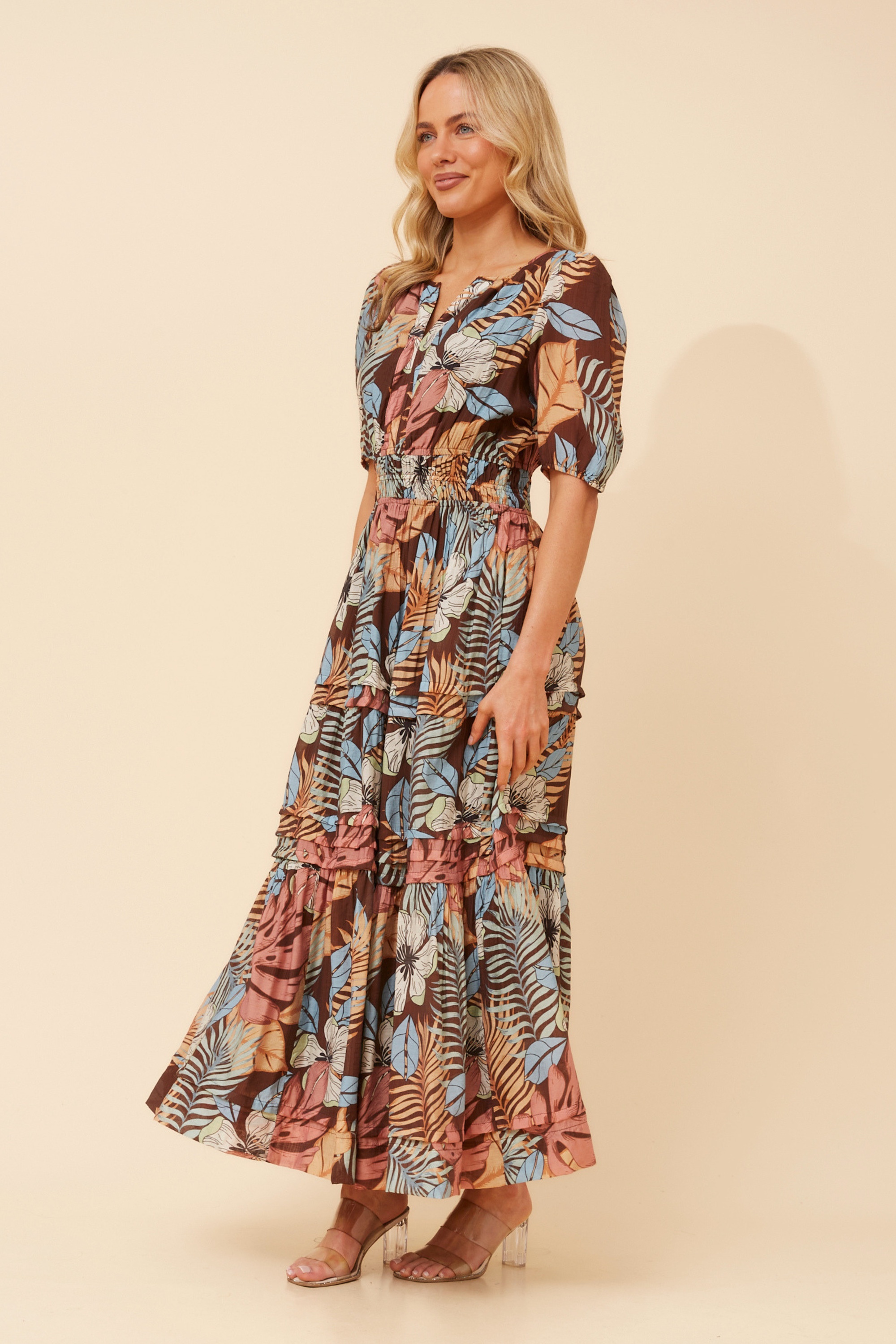 VIENNE TROPICAL PRINT MAXI DRESS