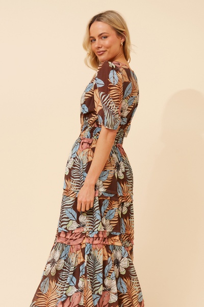 VIENNE TROPICAL PRINT MAXI DRESS