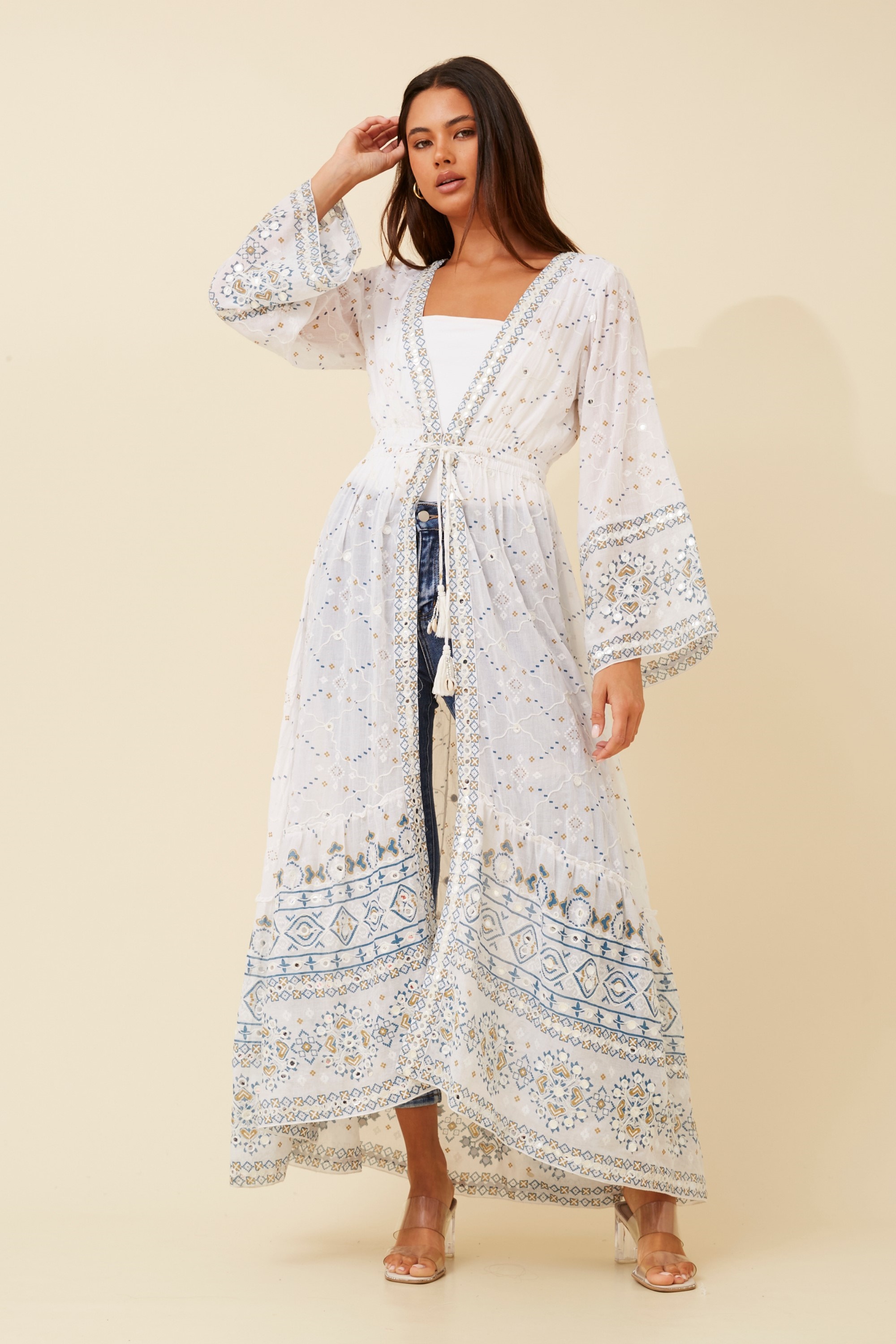 VIERA BOHO EMBROIDERED CARDIGAN