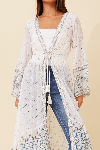 VIERA BOHO EMBROIDERED CARDIGAN