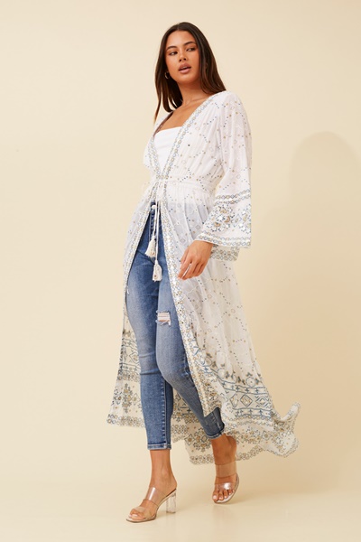 VIERA BOHO EMBROIDERED CARDIGAN