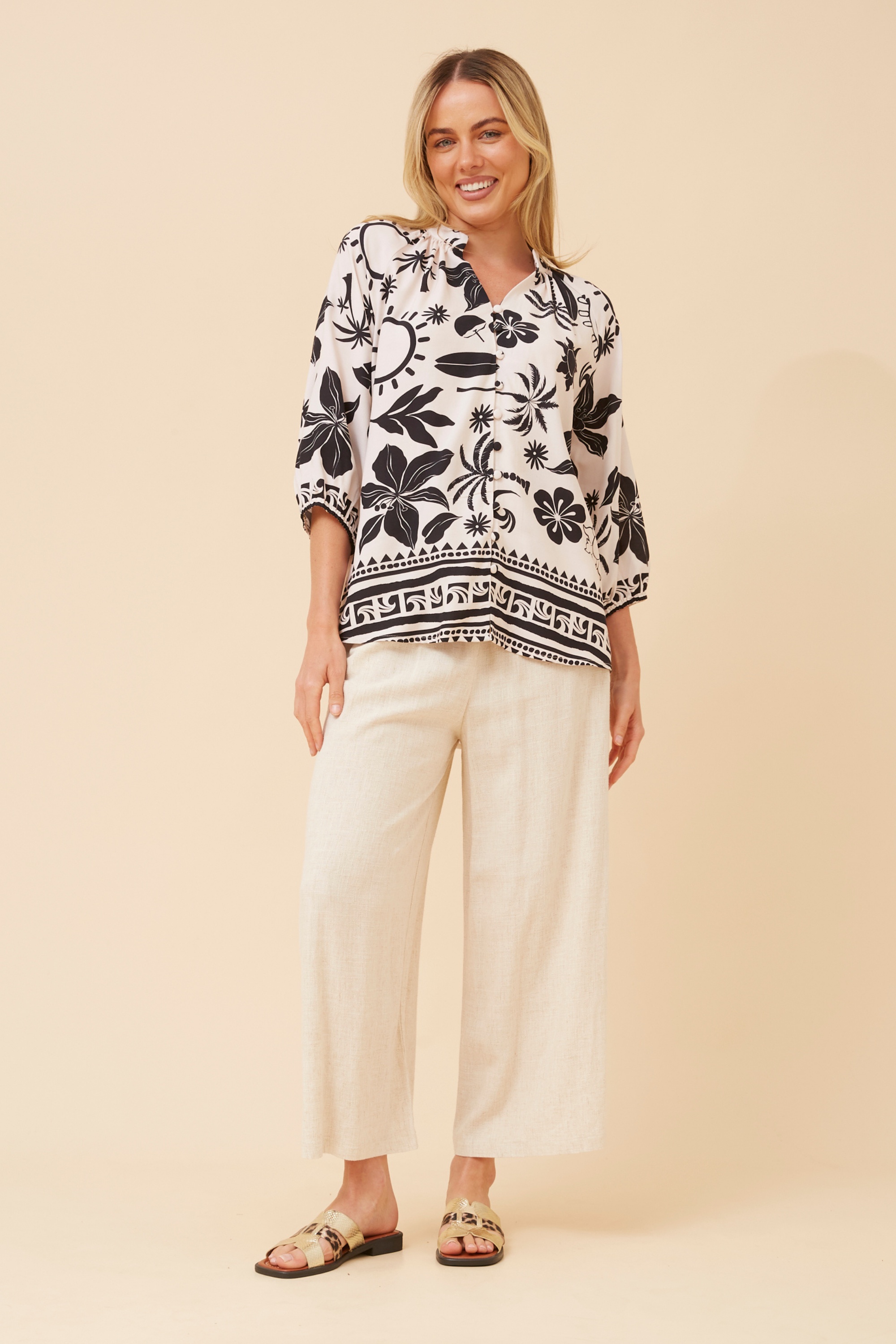 VIETTA BORDER PRINT TOP