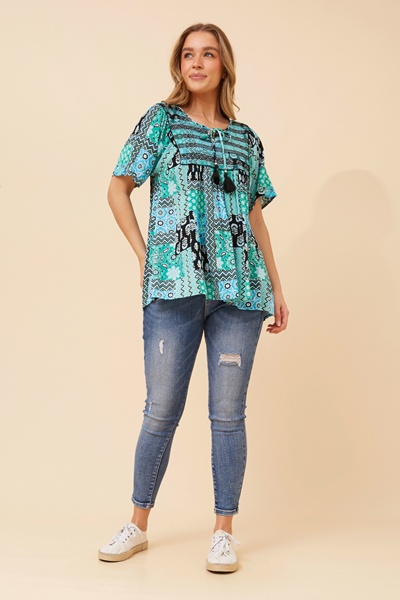 VIMALA PATCHWORK PRINT TOP