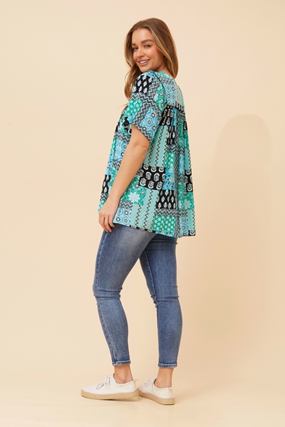 VIMALA PATCHWORK PRINT TOP