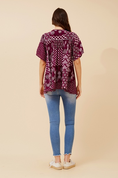 VIMALA PATCHWORK PRINT TOP
