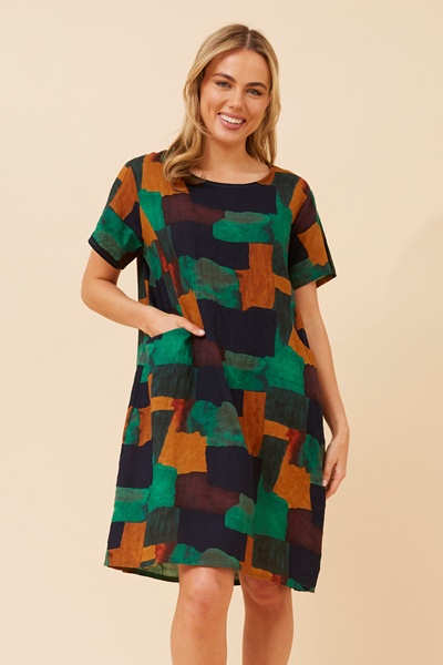 VINE ABSTRACT PRINT DRESS