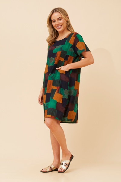 VINE ABSTRACT PRINT DRESS