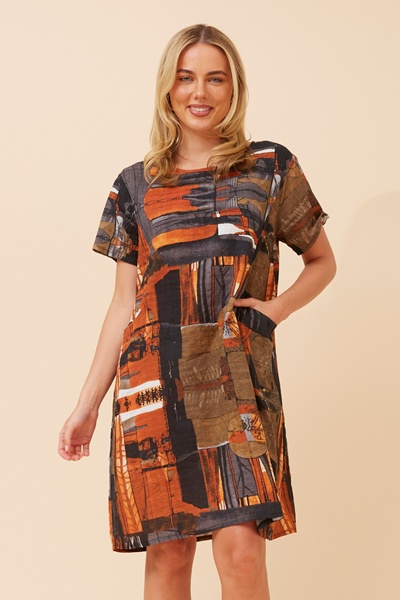VINE ABSTRACT PRINT DRESS