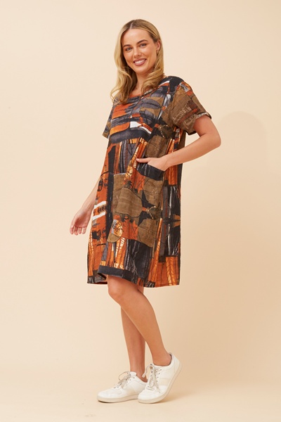 VINE ABSTRACT PRINT DRESS