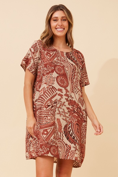 VINE ABSTRACT PRINT DRESS