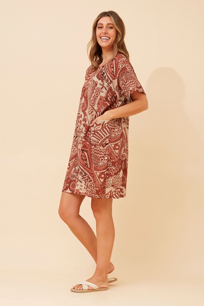 VINE ABSTRACT PRINT DRESS