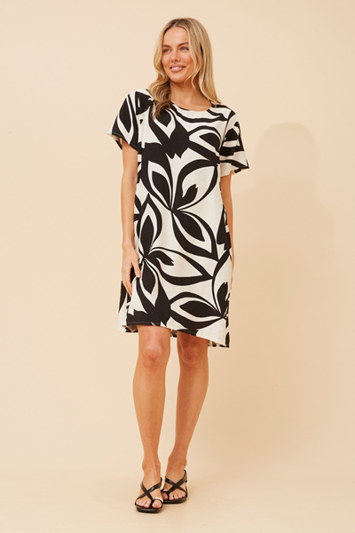 VINE ABSTRACT PRINT SHIFT DRESS