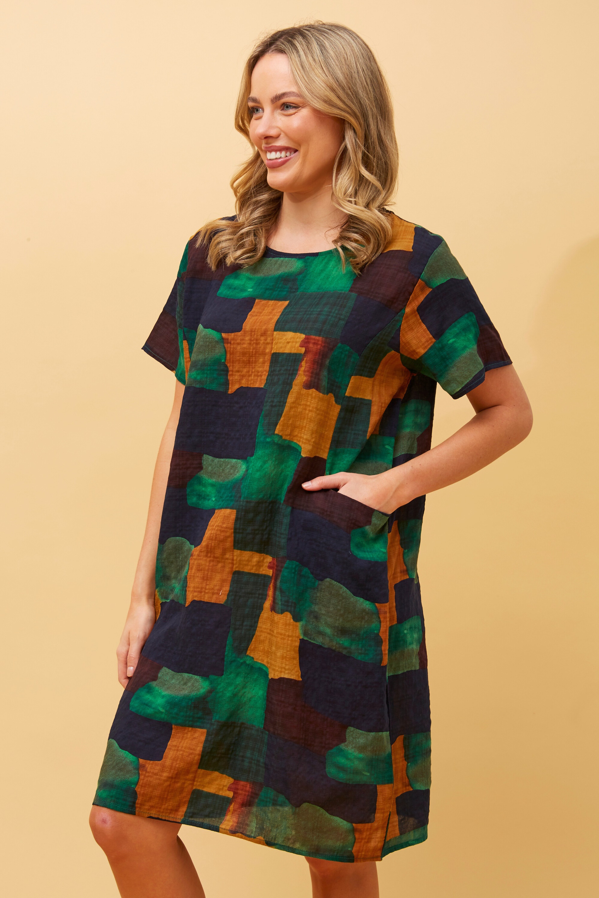 VINE ABSTRACT PRINT SHIFT DRESS