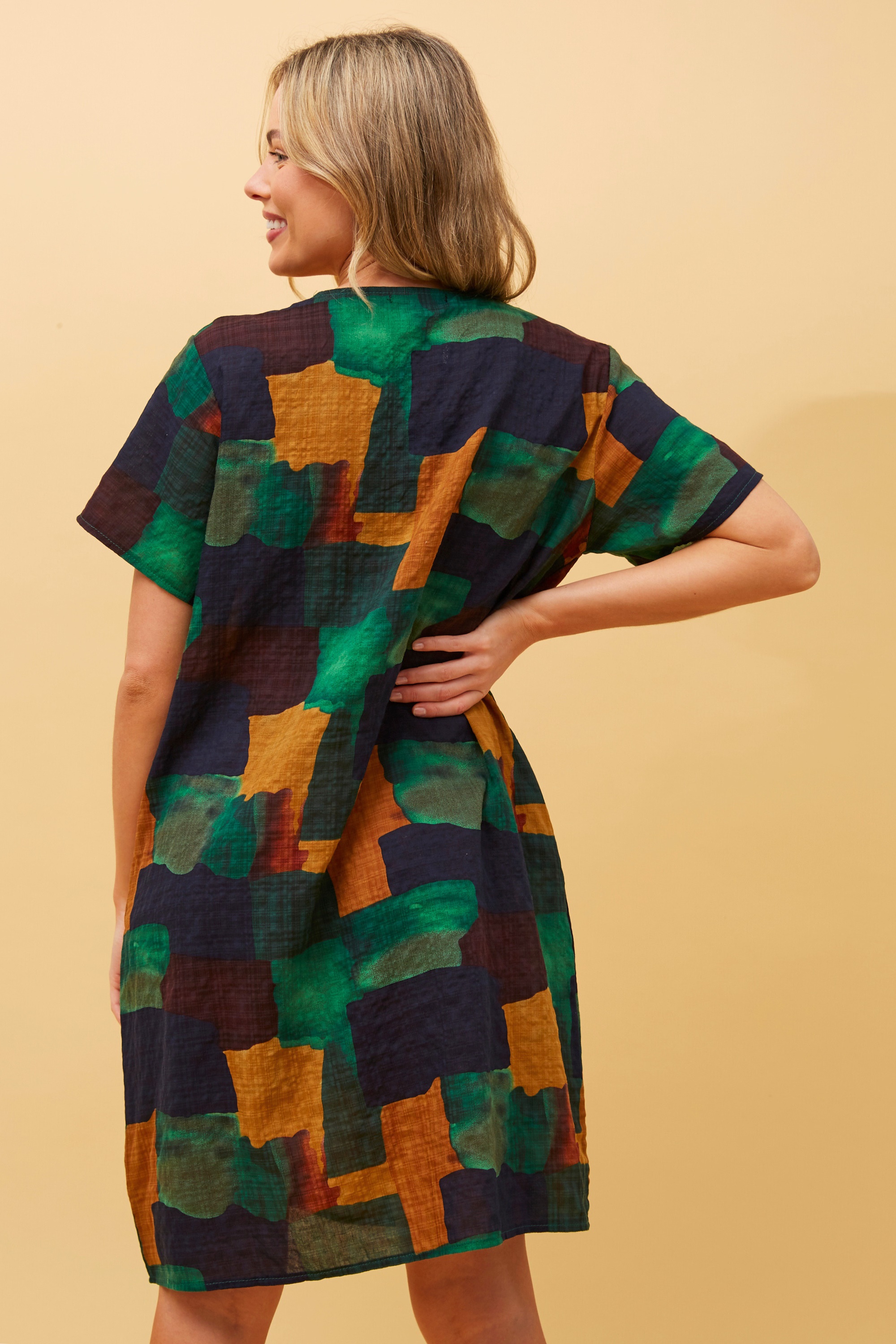 VINE ABSTRACT PRINT SHIFT DRESS