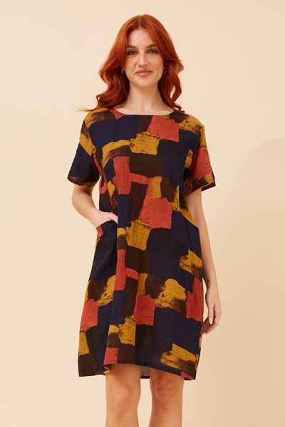 VINE ABSTRACT PRINT SHIFT DRESS