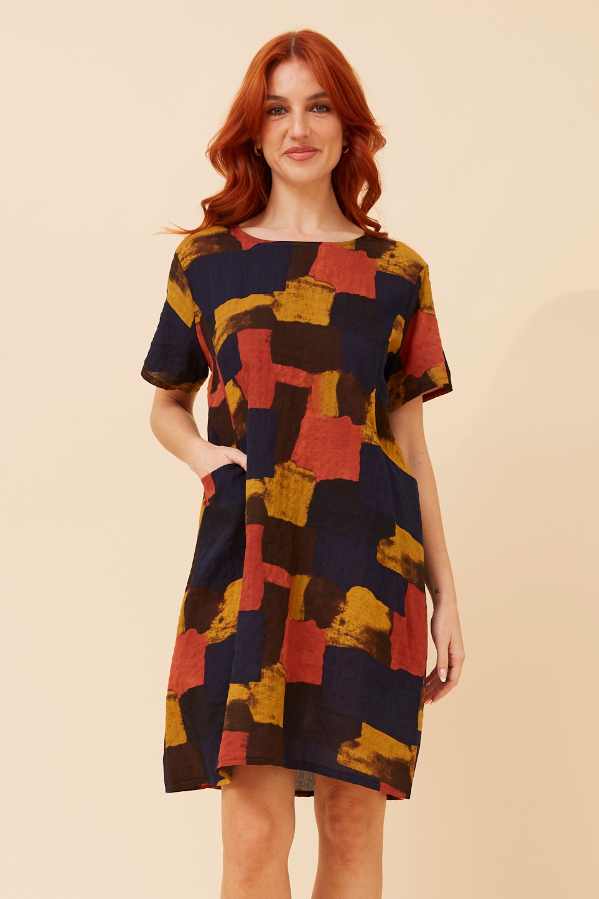 VINE ABSTRACT PRINT SHIFT DRESS