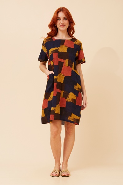 VINE ABSTRACT PRINT SHIFT DRESS