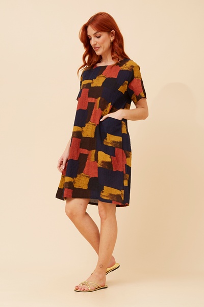 VINE ABSTRACT PRINT SHIFT DRESS