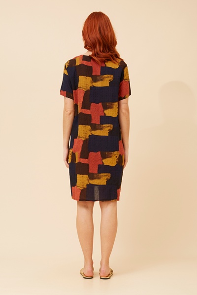 VINE ABSTRACT PRINT SHIFT DRESS