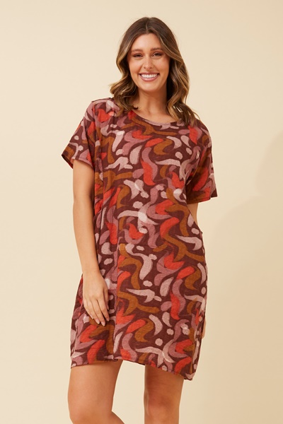 VINE ABSTRACT PRINT SHIFT DRESS