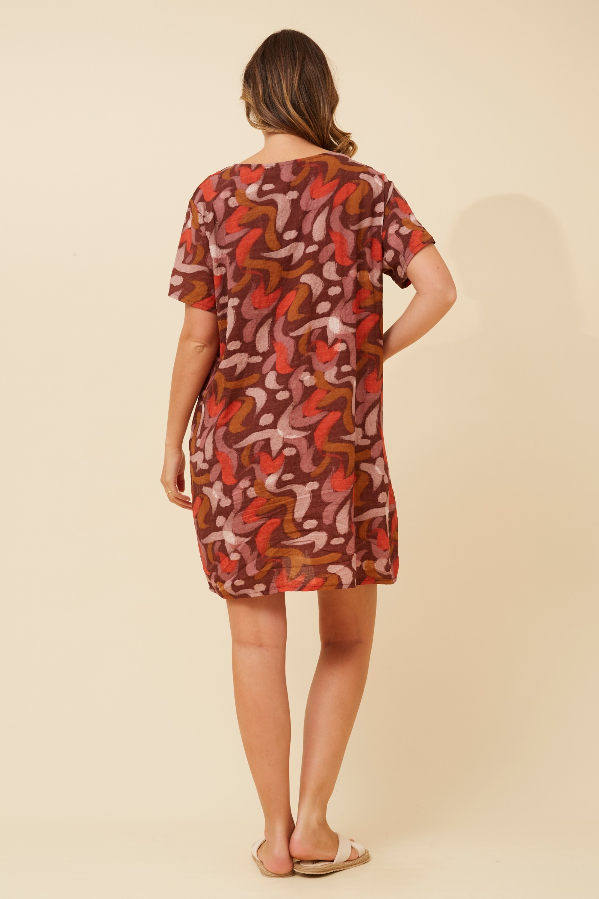 VINE ABSTRACT PRINT SHIFT DRESS