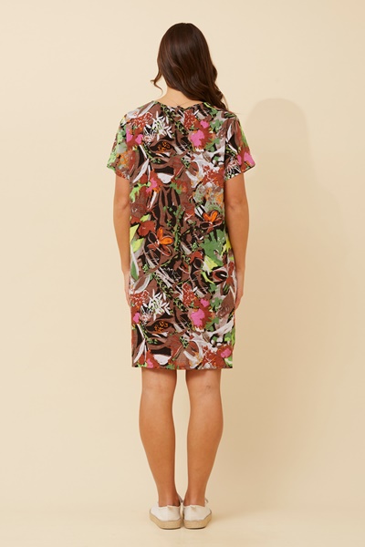 VINE ABSTRACT PRINT SHIFT DRESS