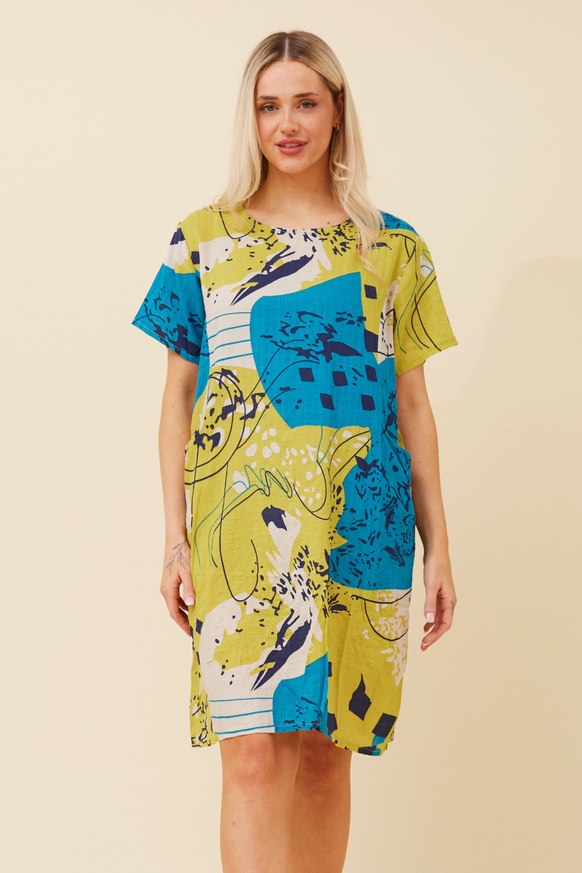 VINE ABSTRACT PRINT SHIFT DRESS