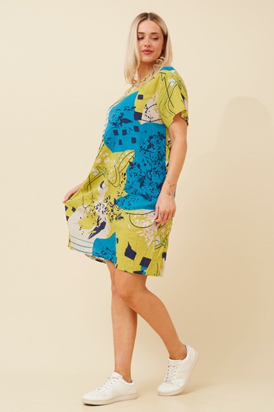 VINE ABSTRACT PRINT SHIFT DRESS