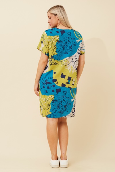 VINE ABSTRACT PRINT SHIFT DRESS