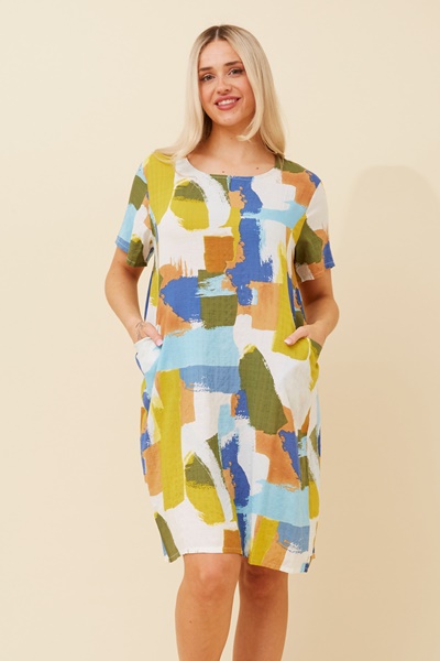 VINE ABSTRACT PRINT SHIFT DRESS