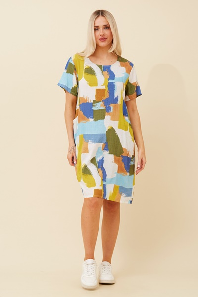 VINE ABSTRACT PRINT SHIFT DRESS