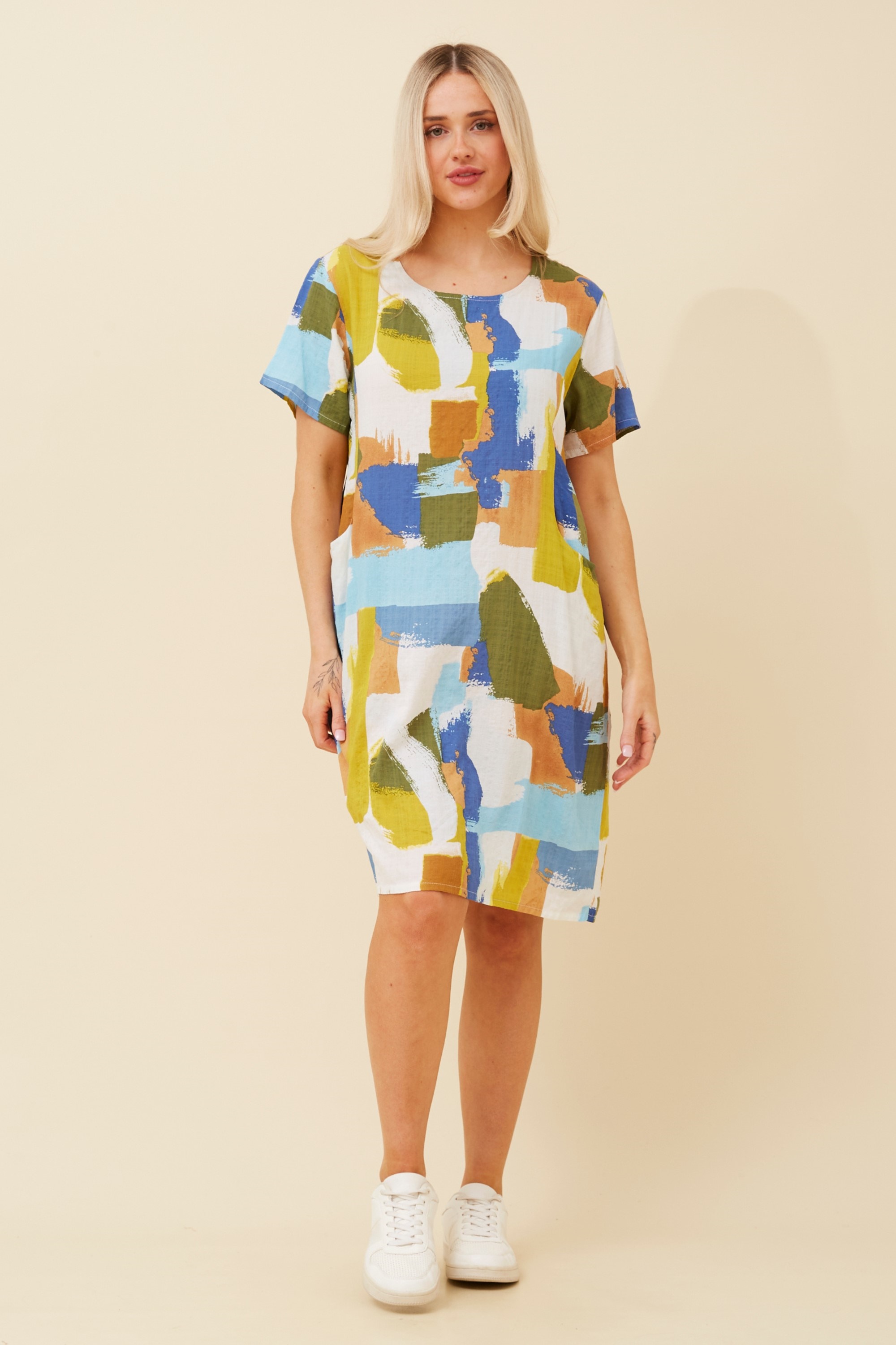 VINE ABSTRACT PRINT SHIFT DRESS