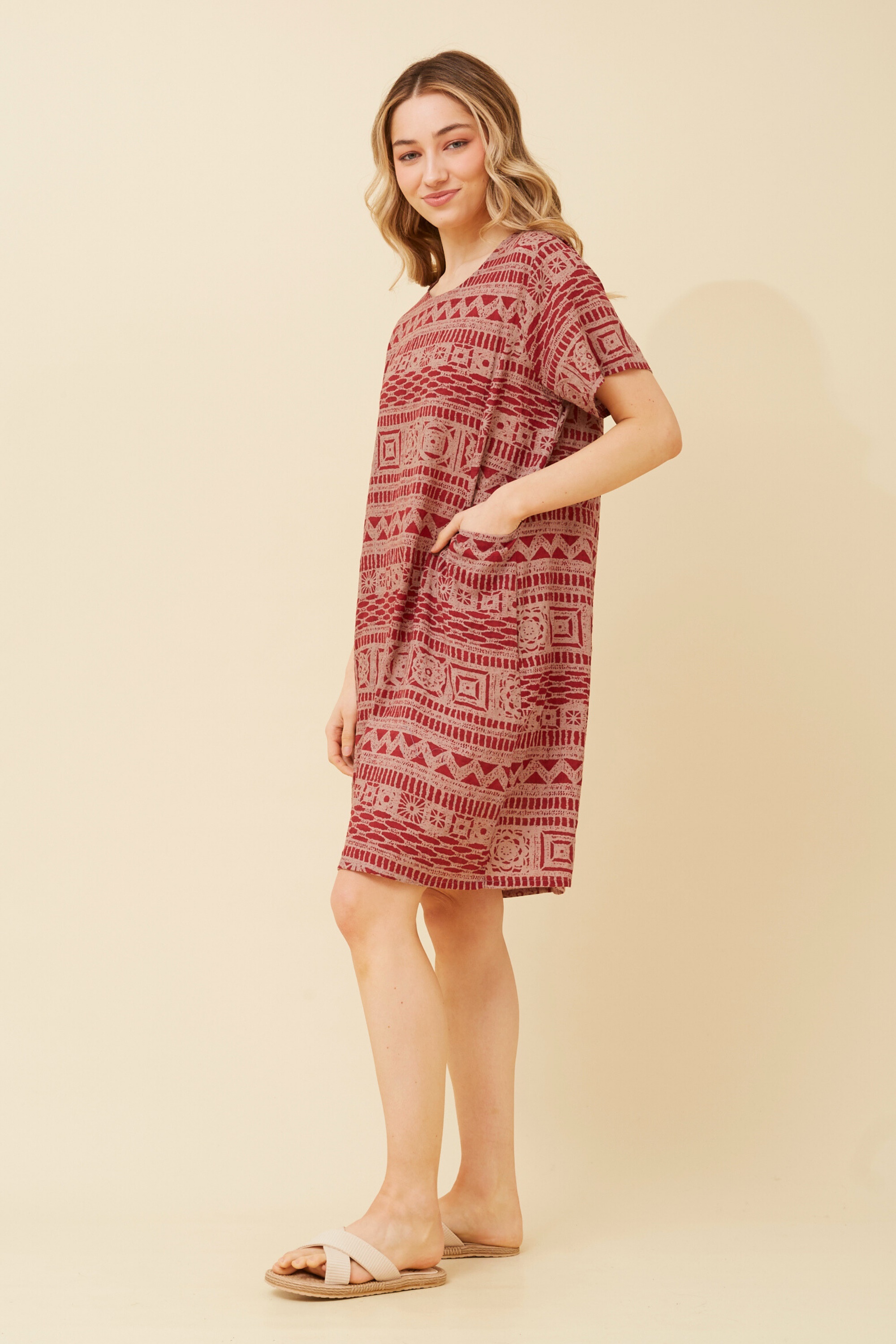 VINE ABSTRACT PRINT SHIFT DRESS