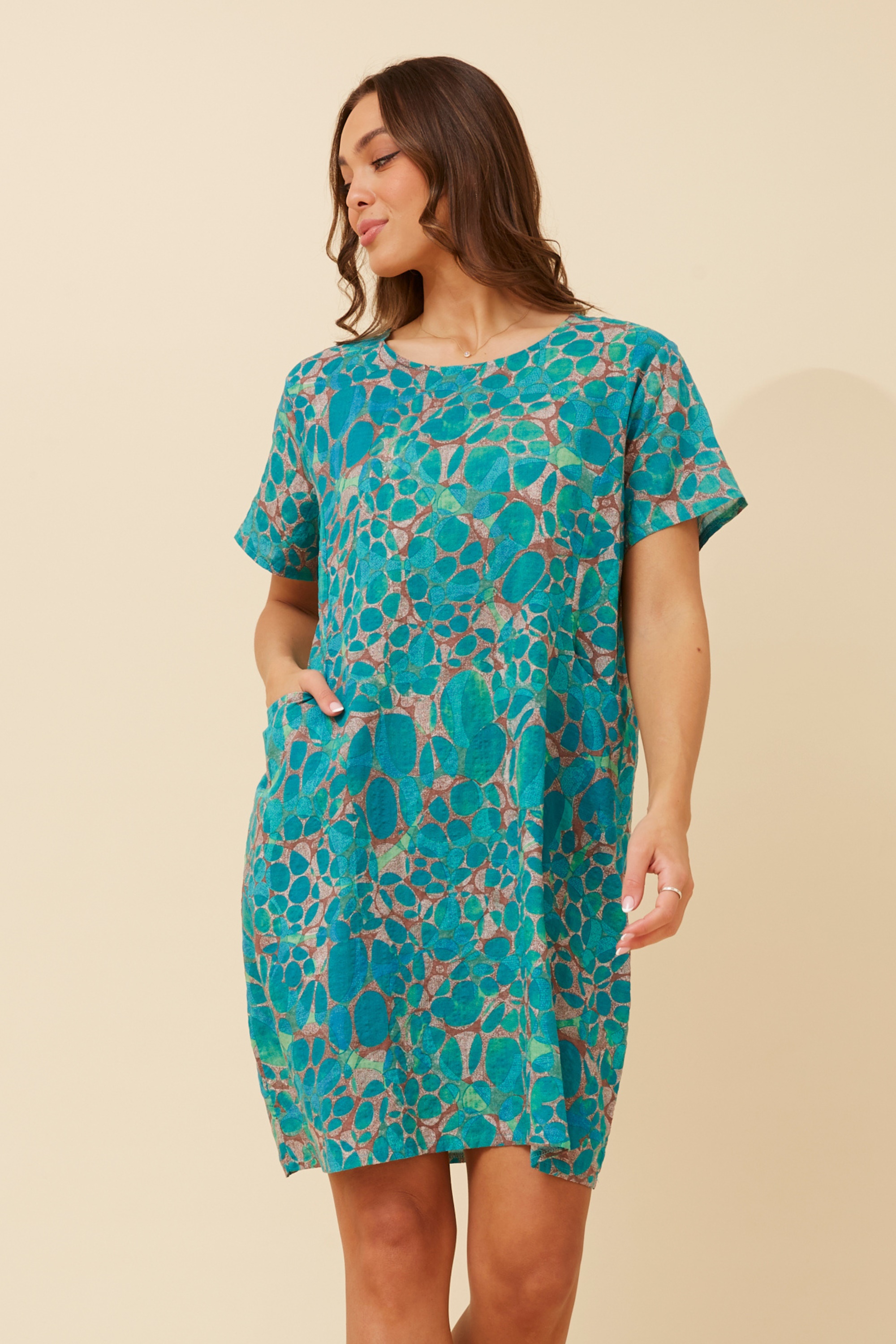 VINE ABSTRACT PRINT SHIFT DRESS