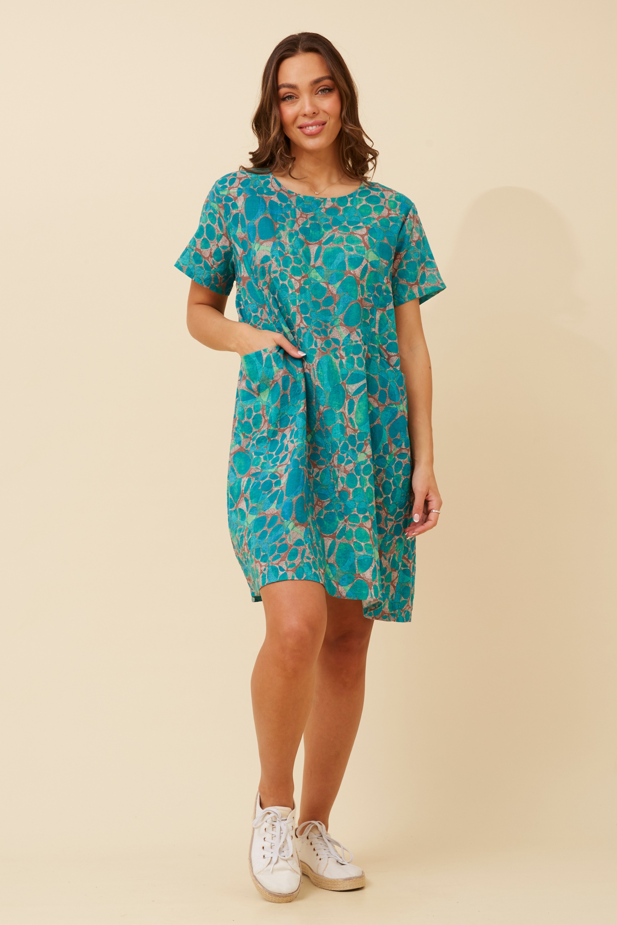 VINE ABSTRACT PRINT SHIFT DRESS