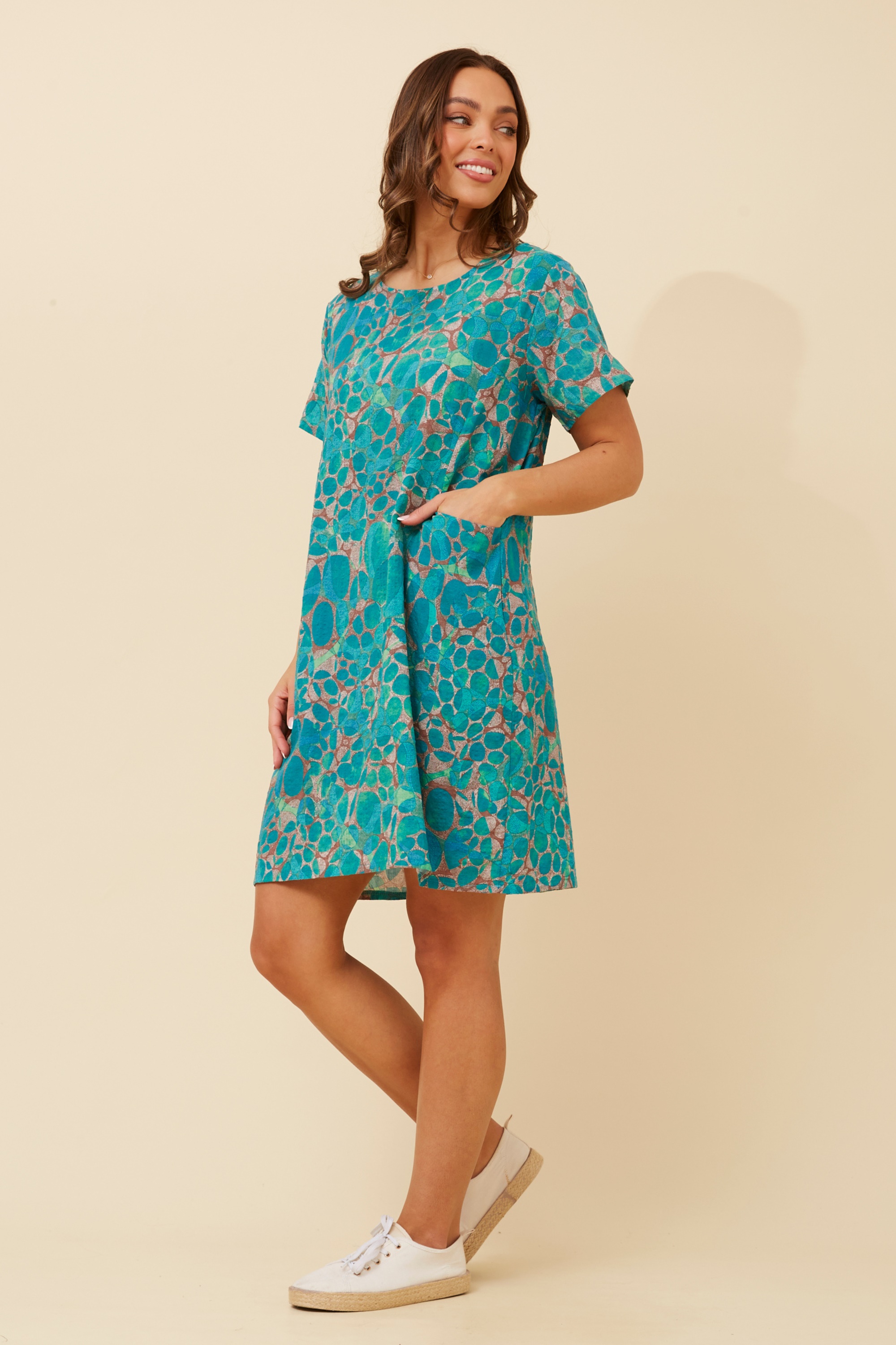 VINE ABSTRACT PRINT SHIFT DRESS