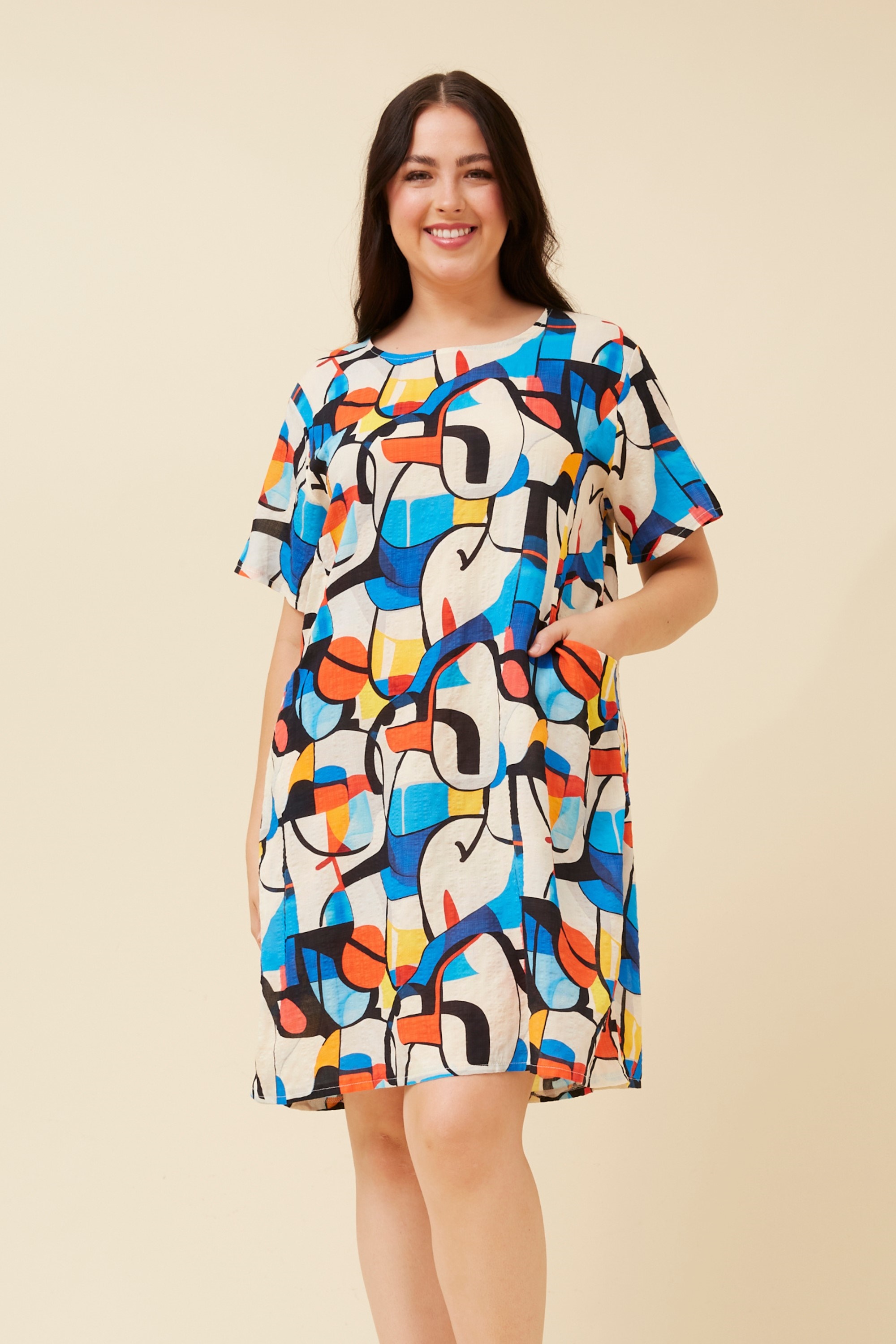 VINE ABSTRACT PRINT SHIFT DRESS