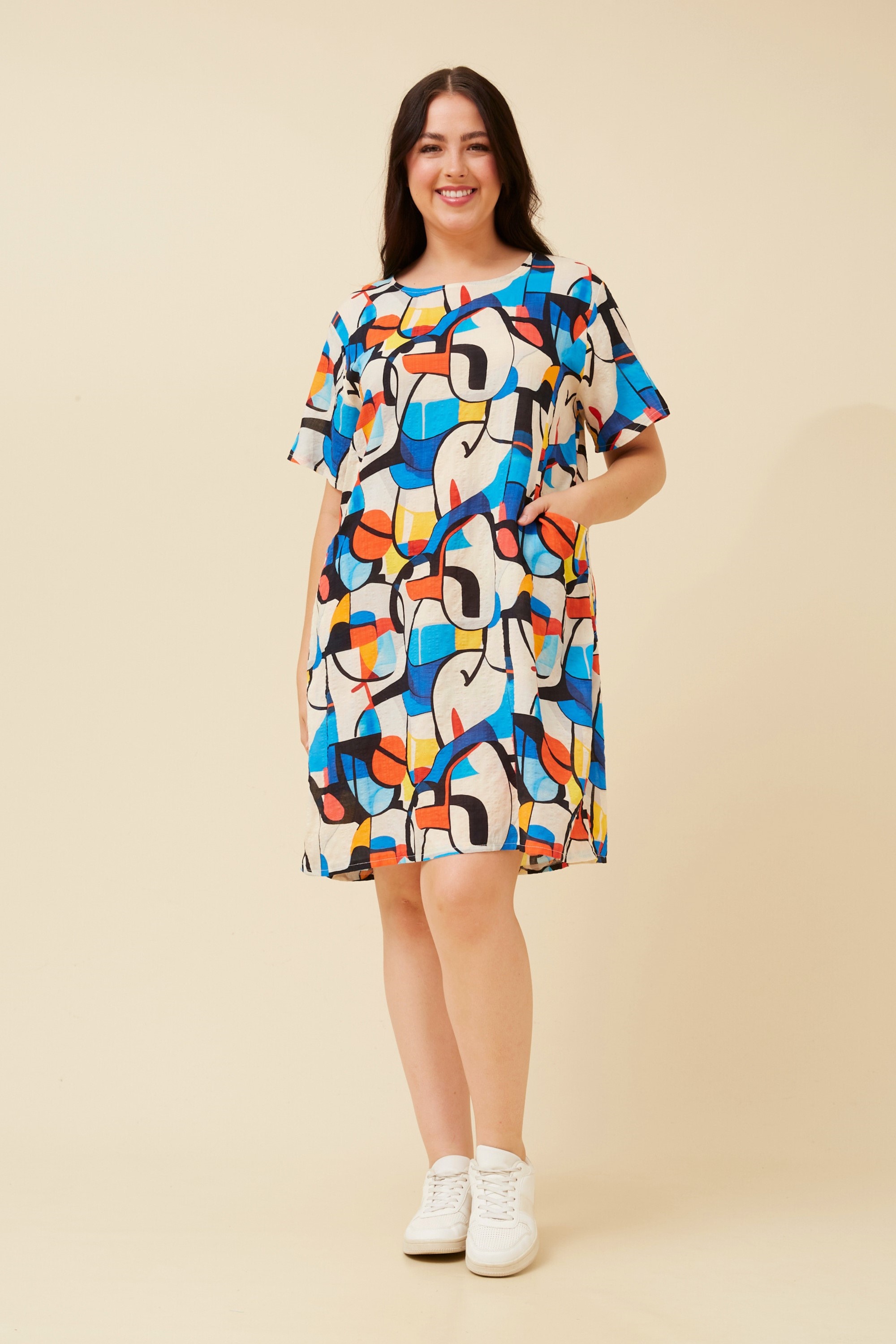 VINE ABSTRACT PRINT SHIFT DRESS